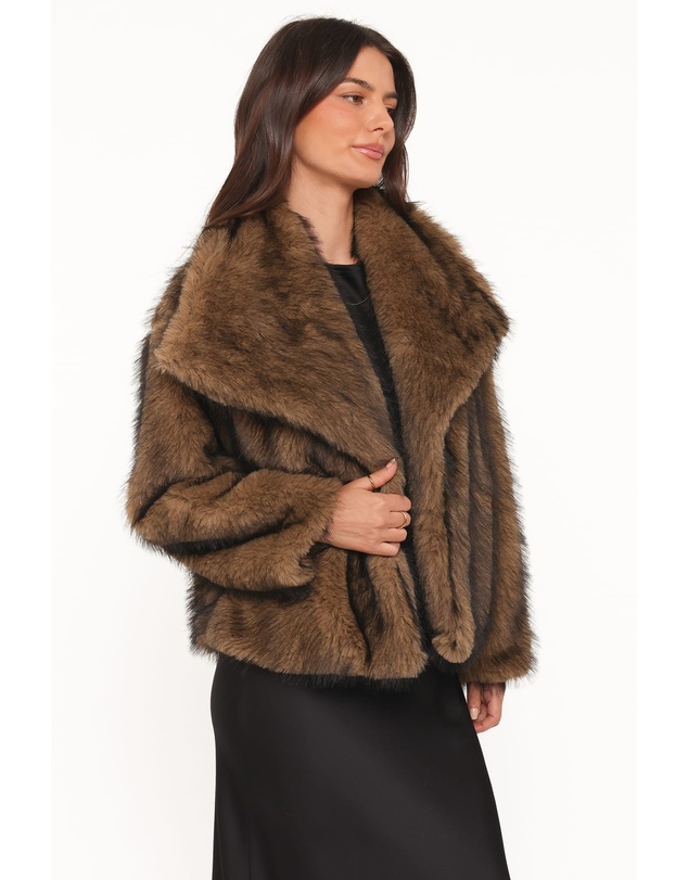 Petal & Pup - Carmie Fur Collared Jacket - Brown