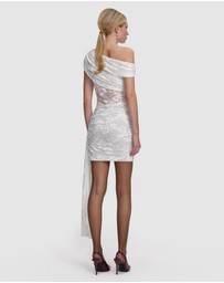 Self Portrait - Rhinestone Lace Tie Side Mini Dress