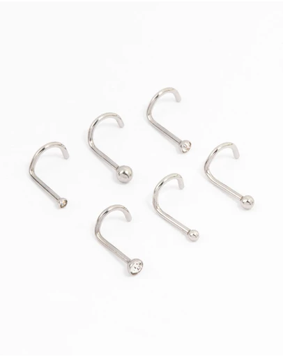 Lovisa - Surgical Steel Corkscrew And Ball Nose 6-Pack