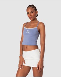 EDIKTED - Lucky Girl Lace Trim Tank Top