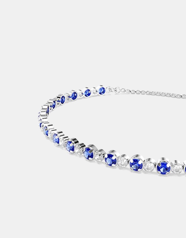 Swarovski - Matrix Tennis Bracelet, Mixed Round Cuts, Blue, Rhodium Plated