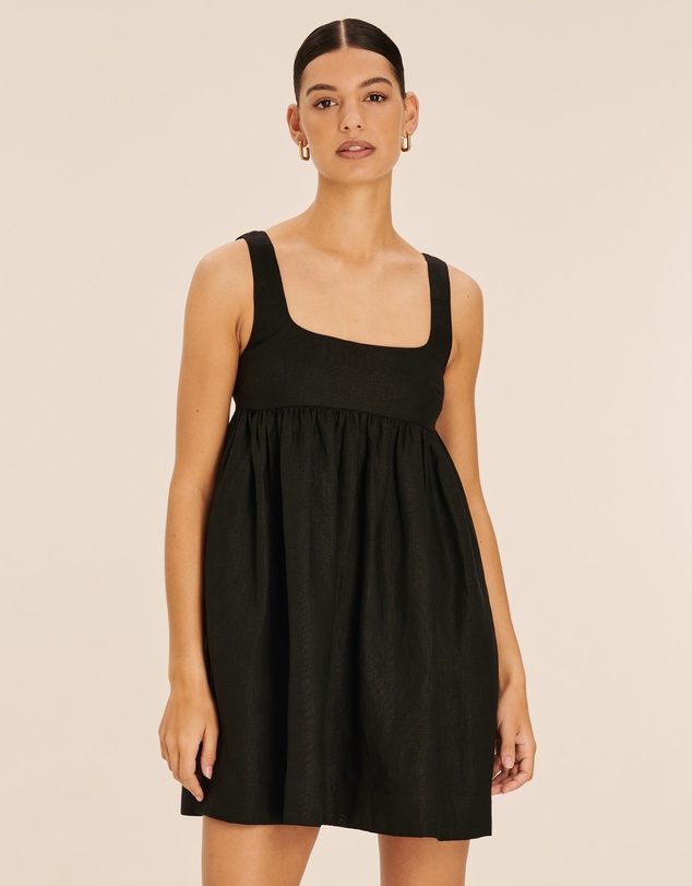 AERE - Linen Gathered Mini Dress