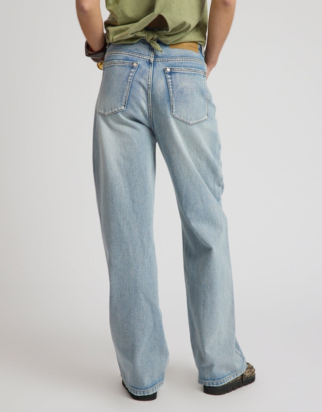 ONE TEASPOON - Baxters Mid Waist Wide Leg Denim Jeans - Hendrixe Blue