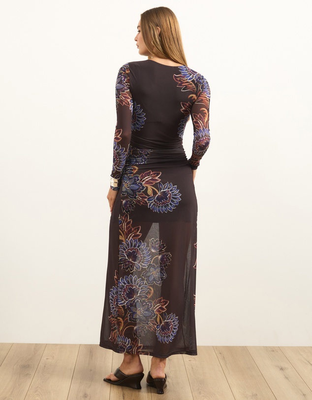 Atmos&Here - Rae Long Sleeve Midi Dress With Twist Detail At Waist