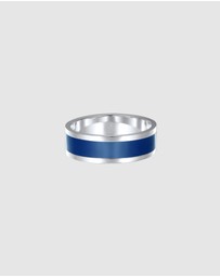 Kuzzoi - ICONIC EXCLUSIVE - Ring Band Basic Geo Casual with Enamel Blue in 925 Sterling Silver