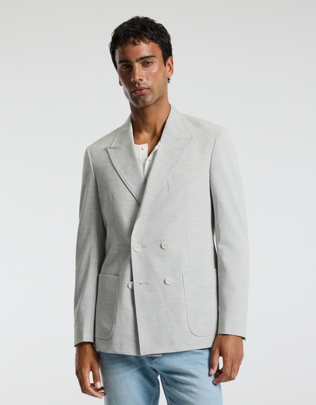 Calibre - Tech Seersucker Double Breasted Blazer Silver