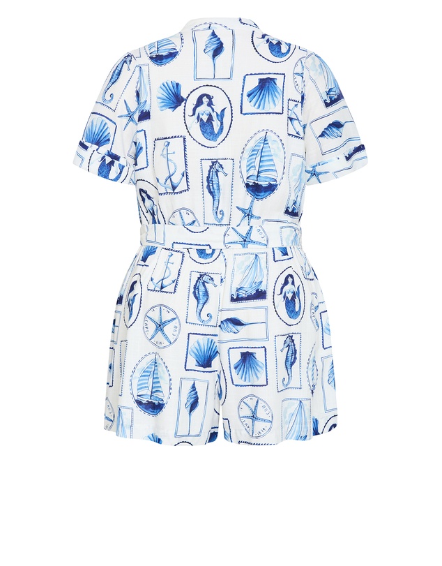 City Chic - Elise Amalfi Print Playsuit