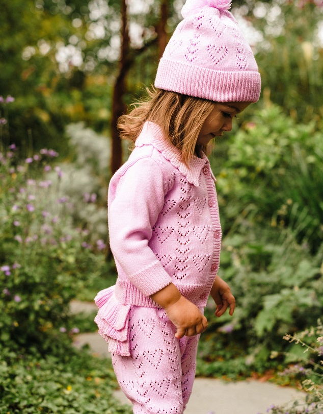 Fleur Harris - Heart Cardigan in Lilac