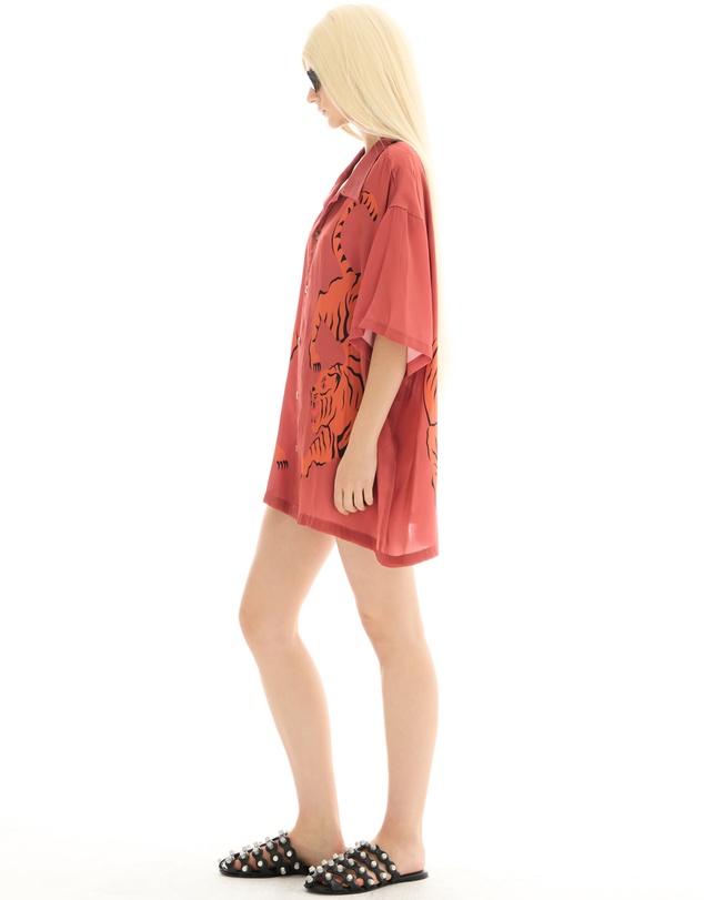 THE TALES - Crouching Tiger Silk Shirt Dress