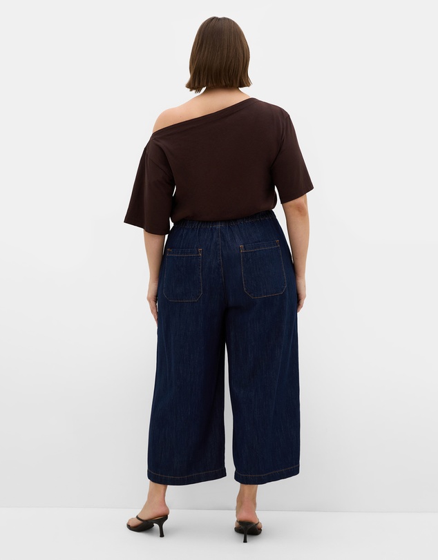City Chic - Plus size Tiana Cotton Denim Crop Pant - dark wash