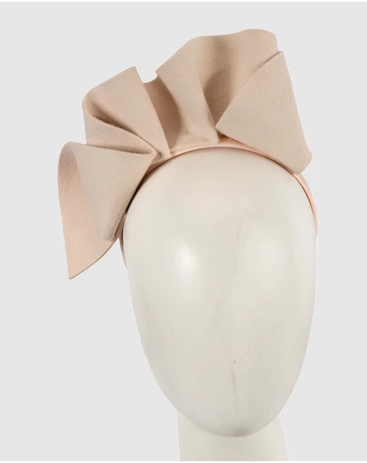 Max Alexander - Felt Beige Winter Racing Fascinator