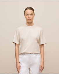 Trenery - Cotton Modal Interlock T-shirt in Stone