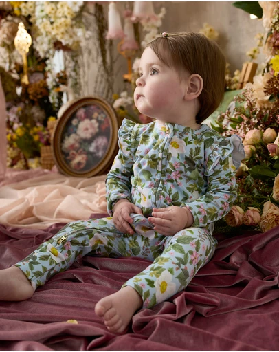 Fleur Harris - 'Heirloom Treasures' Precious Frill Coverall in Soft Teal