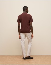 Trenery - Cotton Linen Graphic Knit Polo in Espresso