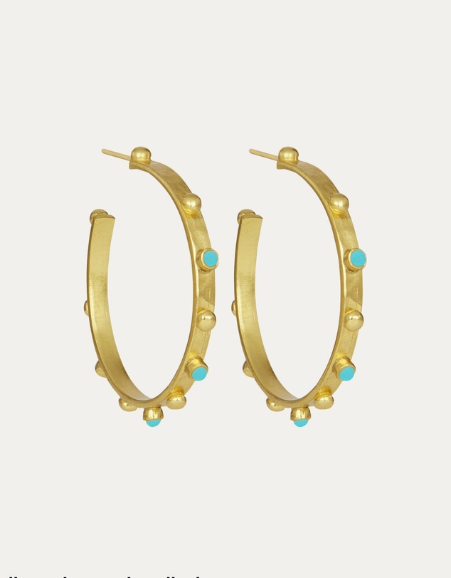 Ottoman Hands - Tanrica Large Hoop Earrings with Turquoise Beads