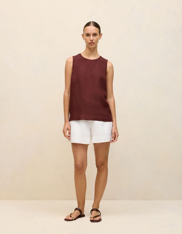 Trenery - Linen Relaxed Pull On Short in White