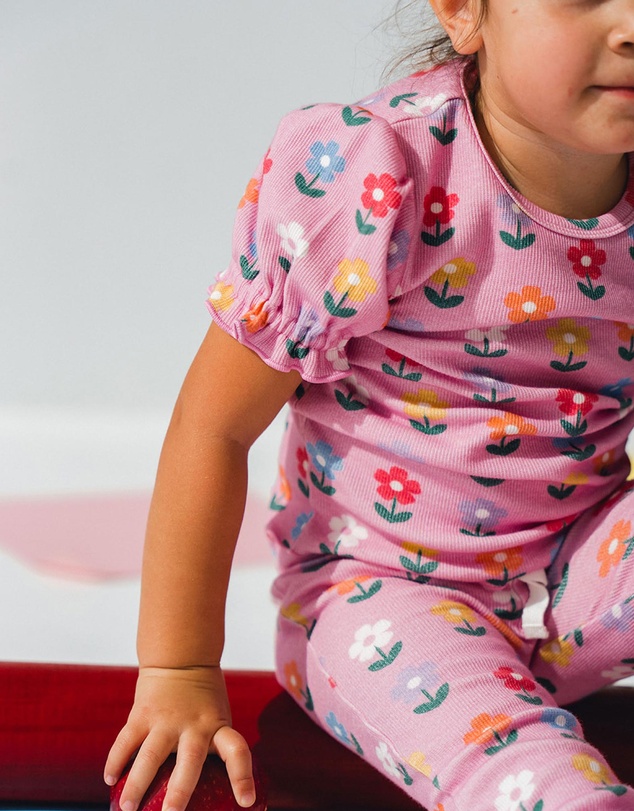 Huxbaby - Multi Colour Daisy Rib Tee - Babies-Kids