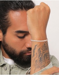 Kuzzoi - ICONIC EXCLUSIVE - Bracelet Men Classic Trend Simple Freshwater Pearls in 925 Sterling Silver Gold Plated