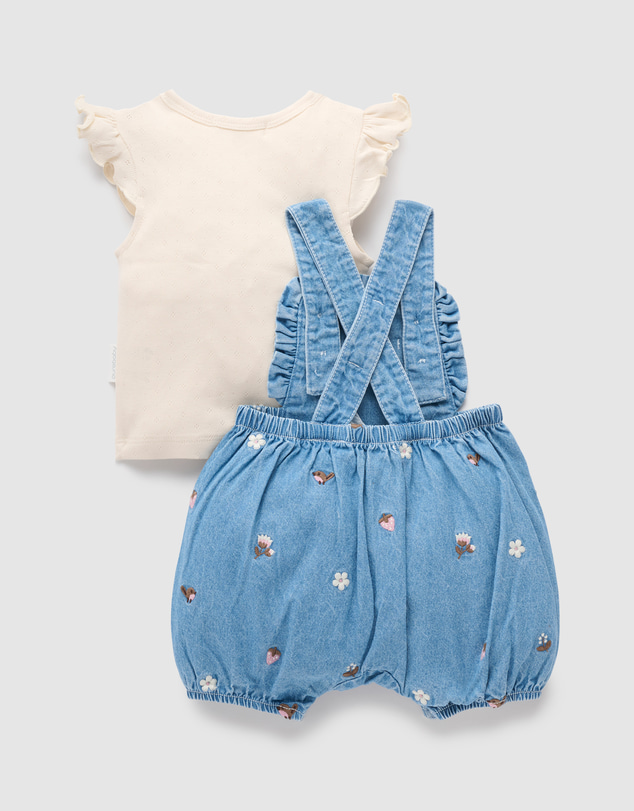 Purebaby - Broderie Overall Set-Kids-Babies