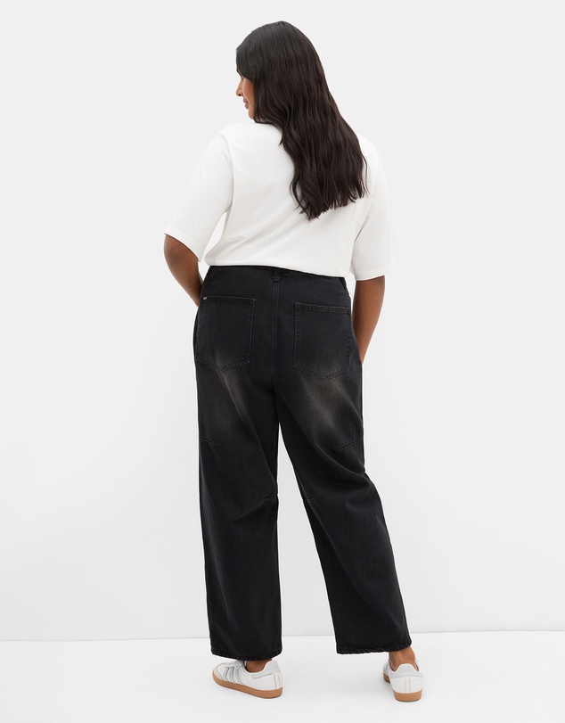 City Chic - Plus size Harley Fit Brooke Barrel Leg Jean - black wash