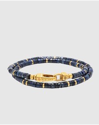 Nialaya Jewellery - Blue Lapis Heishi Wrap Bracelet with Gold Lock