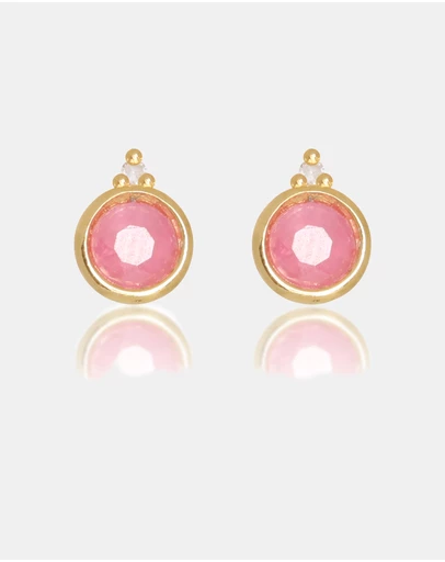 Georgini - Natural Ruby And Two Natural Diamond July Gold Earrings