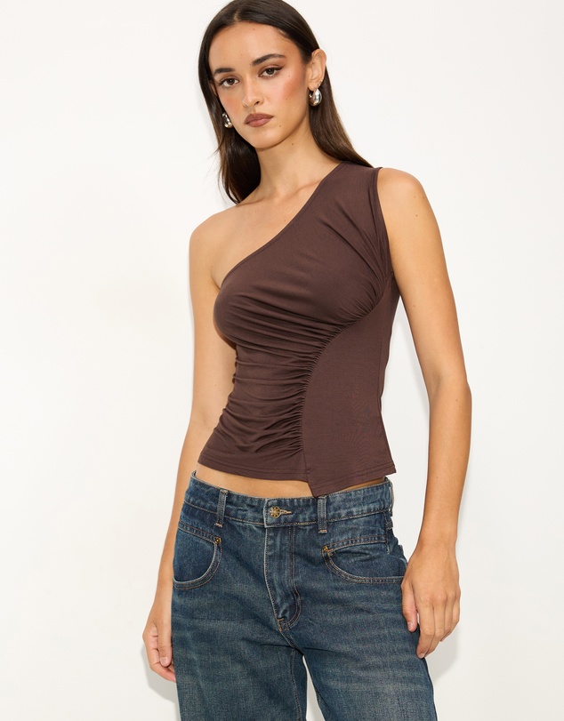 Dazie - Bouquet One Shoulder Ruched Top