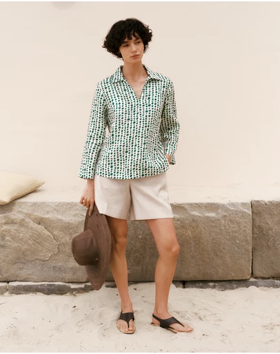 Trenery - Yarn Dyed Linen Blend Tailored Short in Flax