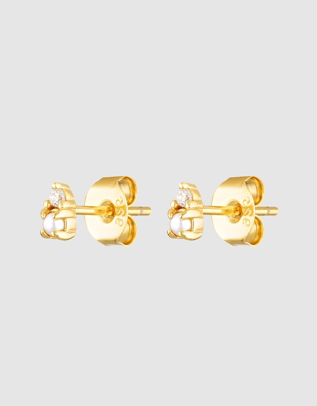 HOUSE OF SLANI - Dainty Crystal Pearl Stud Earrings
