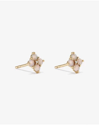 Michael Hill - Australian Opal & Diamond Accent Stud Earrings in 10kt Yellow Gold