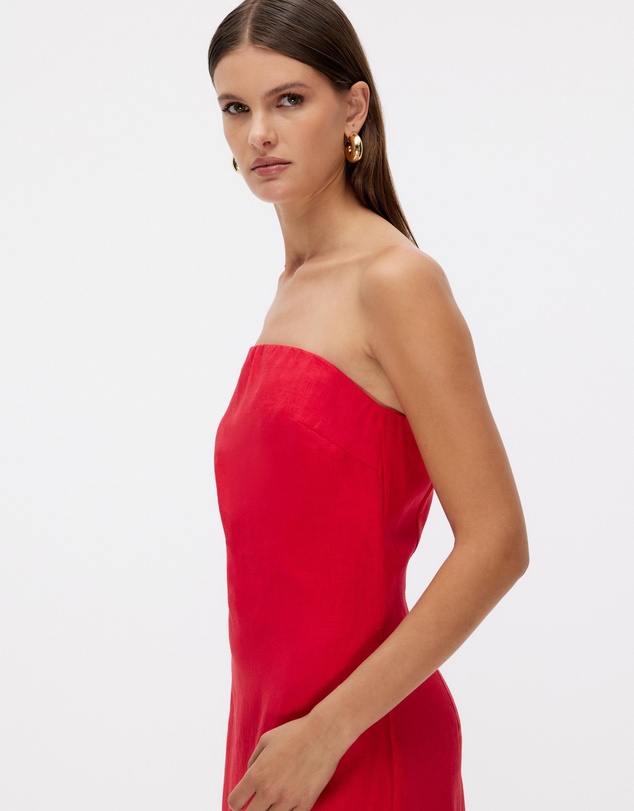 Minima Esenciales - Nivas Linen Empire Strapless Dress