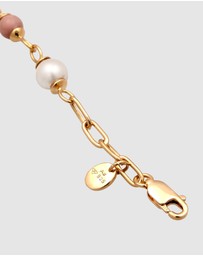 Elli Jewelry - Bracelet Rhodonite Shell Pearl 925 Sterling Silver Gold-Plated