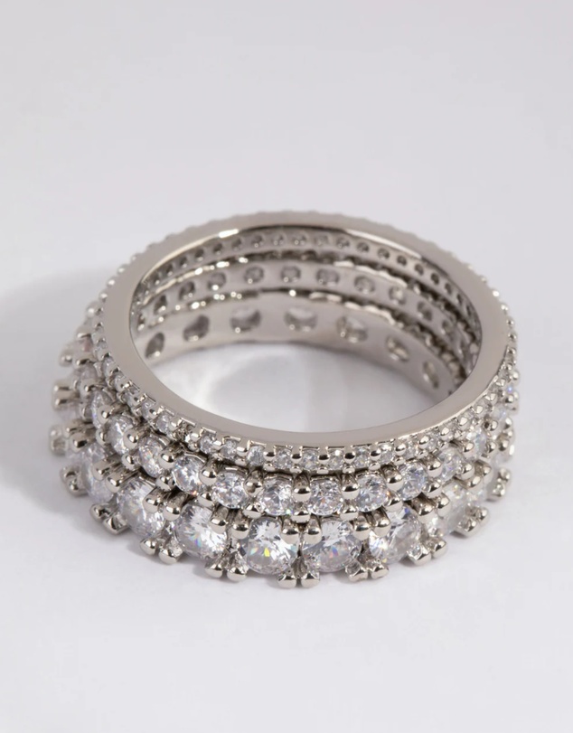 Lovisa - Silver Cubic Zirconia Triple Band Ring