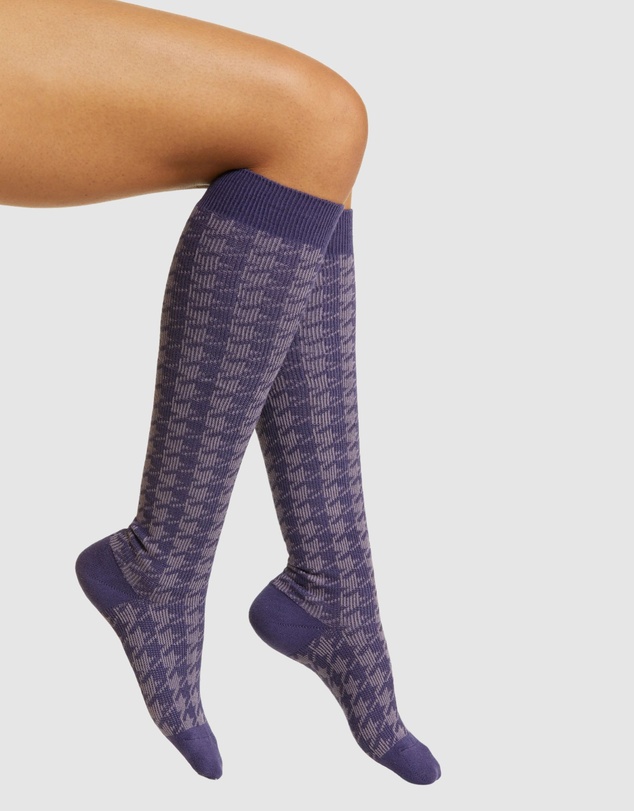 High Heel Jungle - Houndstooth Knee High Socks