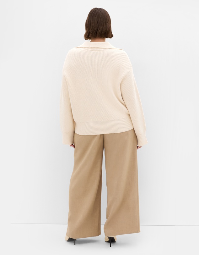 City Chic - Plus size Star Alley Collared Jumper - milk
