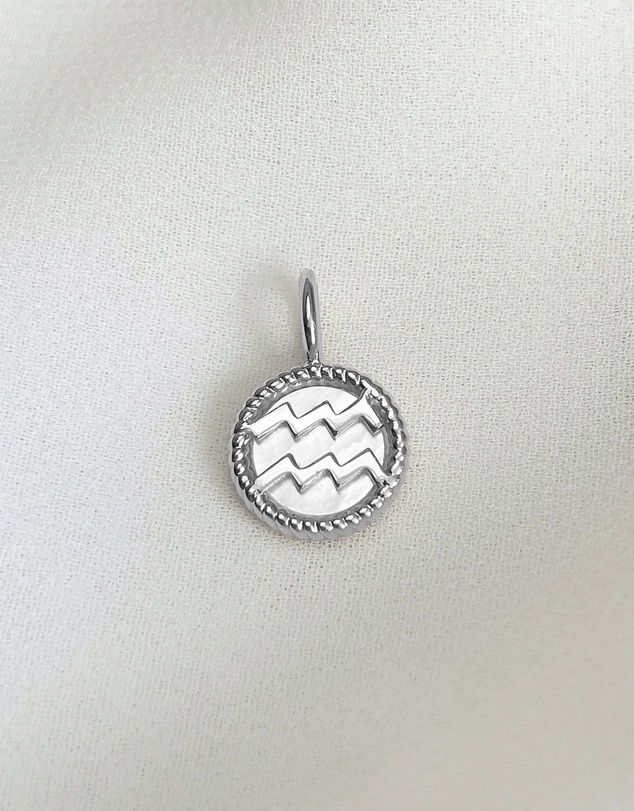 Wanderlust + Co - Aquarius Zodiac Mother of Pearl 925 Sterling Silver Pendant