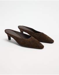AERE - Tala Heeled Suede Mules