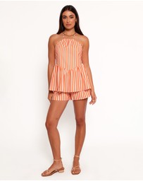 Petal & Pup - Valencia Halterneck Top - Orange Beige Stripe