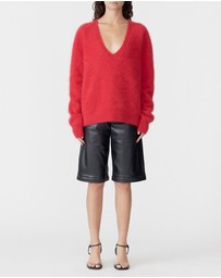 Bassike - Deep V Textured Knit Top