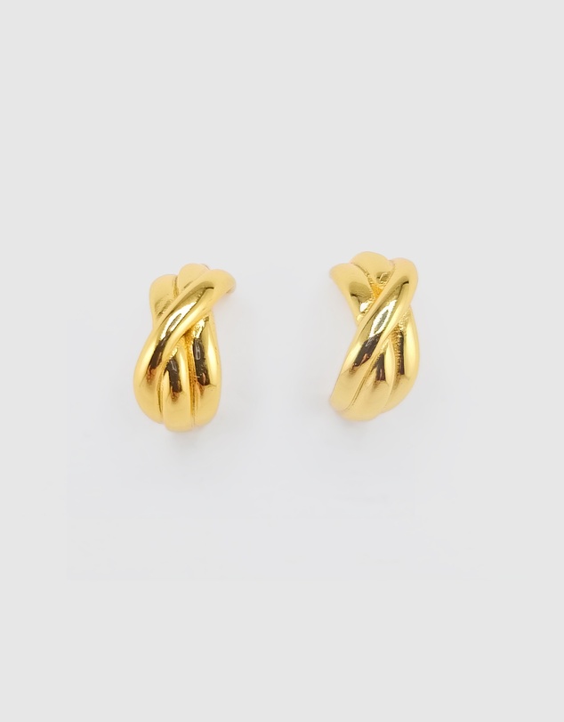 Izoa - Mini Knot Huggie Stud Earrings