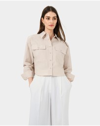 Forcast - Kyla Crop Pocket Shirt