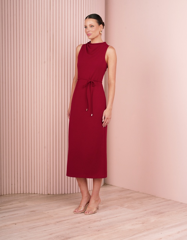 Azzurielle - Wynna Cowl Neck Midi Dress