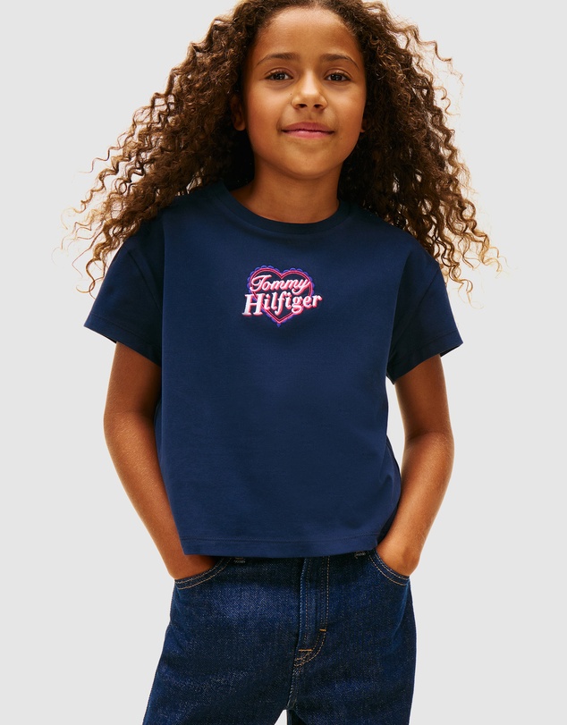 Tommy Hilfiger - Heart Embroidery Logo Jersey T-Shirt - Kids