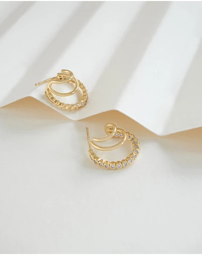 Wanderlust + Co - Triple Pave 13mm Hoop Earrings