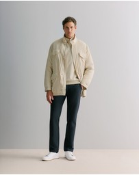 Trenery - Button Neck Monogram Sweat in Fawn