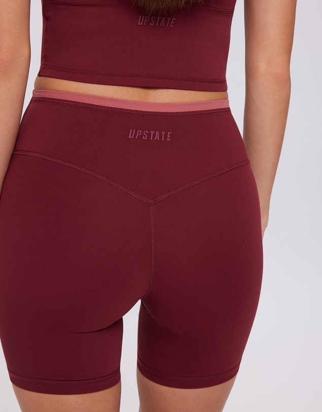 Upstate - Air Sculpt Contrast 6inch Bike Short - Warm Cherry