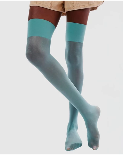 High Heel Jungle - Lucy Sheer Thigh Socks-Green