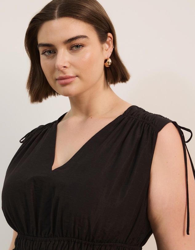 Atmos&Here Curvy - Luna Linen Blend Sleeveless Gathered Maxi Dress