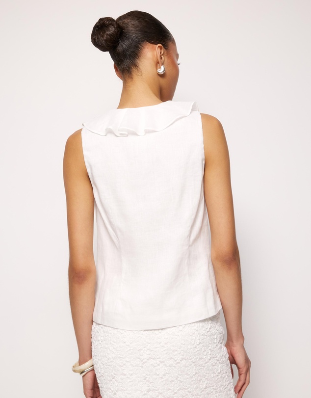 AERE - Elowen Linen Ruffle Top