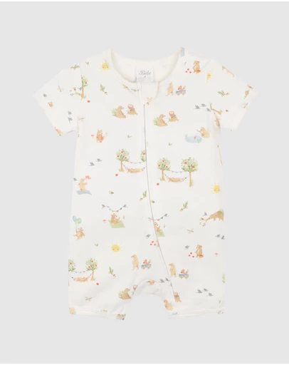 Bebe by Minihaha - Bear Organic Short Sleeve Zipsuit - Babies